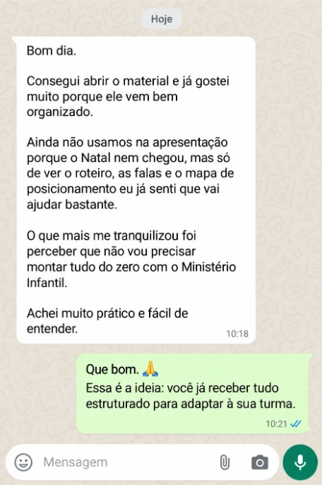 Depoimento 1 de líder do Ministério Infantil