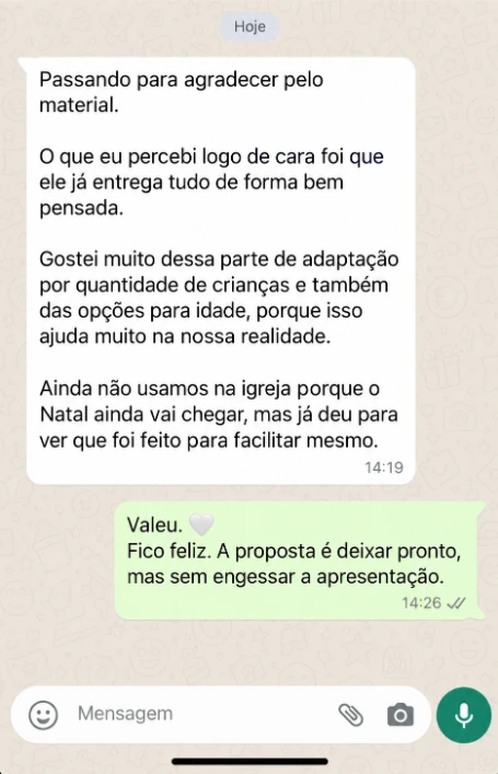 Depoimento 3 de líder do Ministério Infantil